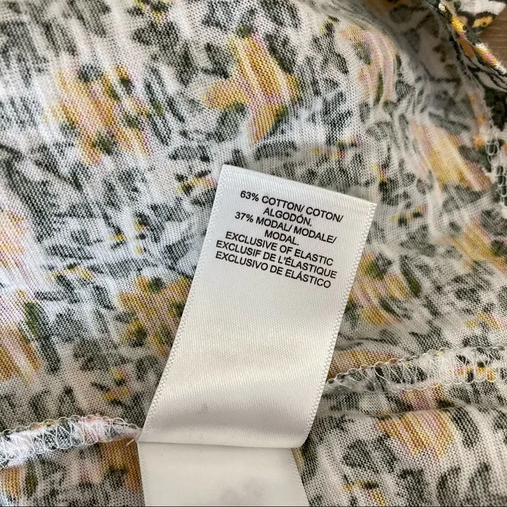 NWT Lucky Brand Tie Front Ditsy Floral Top Small Yellow Green Cottagecore Spring